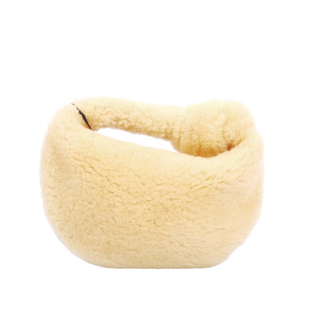 Bottega Veneta BV Jodie Hobo Shearling Mini Light Yellow Fuzzy Handbag